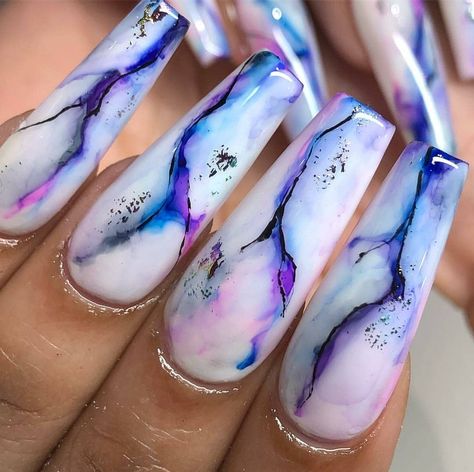 French Ombre Marble Nails, Marble Nail Design, Marble Hair, Water Marble Nail Art, Water Marble Nails, Water Nails, Nail Board, Water Color Nails, Marble Nail Designs