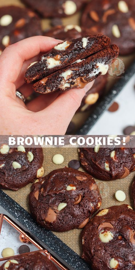 Easy and delicious Brownie Cookies - the gooey softness of a brownie, mixed with the delicious of a cookie! Recipes Biscuits, Janes Patisserie, Resepi Biskut, Delicious Brownies, Easter Cake, Awesome Recipes, Soft Cookie, Biscuit Cookies, Brownie Cookies