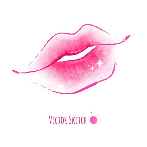 Lips. Vector watercolor sketch of Lips , #AFFILIATE, #Vector, #Lips, #sketch, #watercolor #ad Lipstick Logo Design Ideas, Liptint Logo Design Ideas Aesthetic, Liptint Logo Design Ideas Rose Gold, Liptint Logo Design Ideas Pastel, Lip Logo Design Ideas, Aesthetic Lip Tint, Lip Tint Layout Design, Lips Logo Branding, Liptint Logo Design Ideas