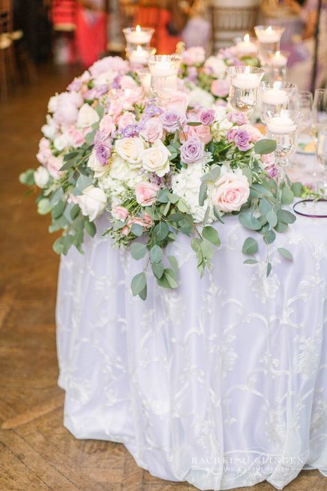 Head Table Wedding Flowers, Quince Centerpieces, Flower Dinner, Rapunzel Wedding, Tangled Wedding, Countryside Photography, Head Table Wedding, Wedding Purple, Lilac Wedding