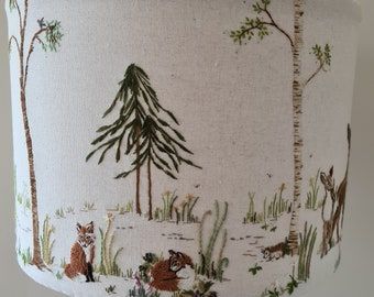 Embroidery Lampshade, Woodsy Nursery, Forest Nursery Theme, Enchanted Forest Nursery, Cottagecore Nursery, Modern Hand Embroidery, Woodland Nursery Theme, Forest Nursery, Nursery Room Inspiration