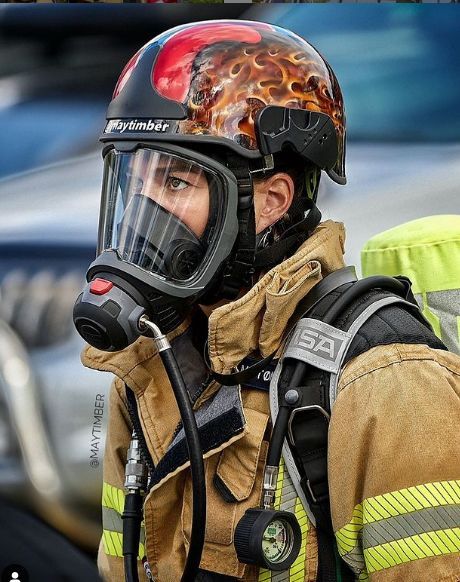 Firefighter Mask, Girl Firefighter, Helmet Designs, Female Firefighter, Full Face Mask, Helmet Design, Marvel X, Gas Mask, Full Face