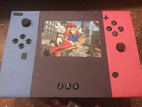 Nintendo Switch Valentine Box Ideas, Nintendo Valentines Boxes, Switch Valentines Boxes, Nintendo Switch Valentines Boxes, Nintendo Switch Valentines, Diy Valentine's Mailbox, Valentines Diy Kids, Kids Valentine Boxes, Boys Valentines