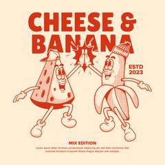 Cheese and Banana Retro Mascot Character Stock Vector  Feeling the retro vibe? 😎 Loving this design? 😍 Want more? Head over to the link above now! Don't miss out! 🚀#RetroMascot #RetroMascotLogo Cheese Cartoon, Vintage Mascot, Retro Mascot, Food Illustration Art, Mascot Character, Retro Cartoons, Stationery Templates, Business Card Maker, Poster Invitation