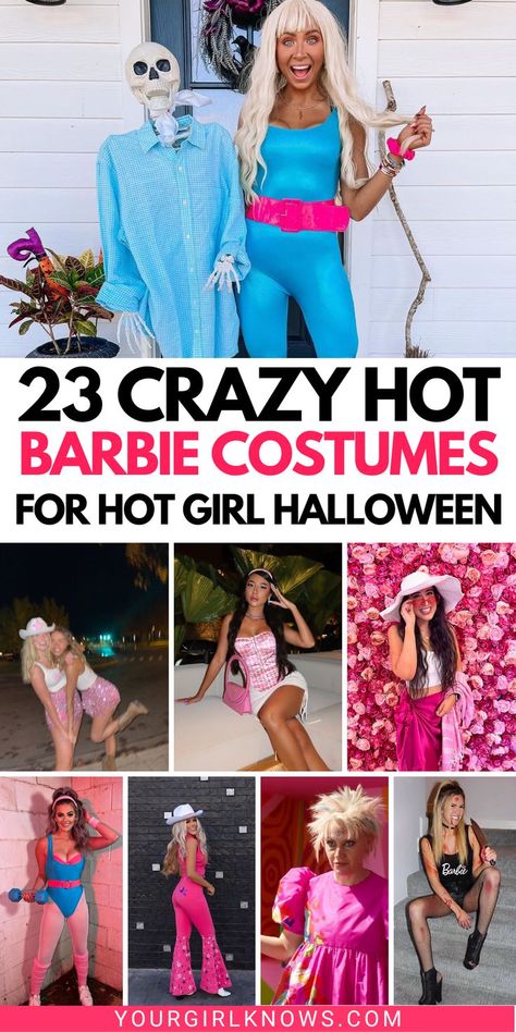 Are you looking for a Halloween costume that is both cute and unique? Check out our list of 23 seriously cute Barbie-inspired costumes for women! From vintage to modern, there's something for everyone. Click through now to start planning your perfect Halloween look. Rocker Barbie Costume, Mexican Barbie Costume, Pilot Barbie Costume, Barbie Costume Ideas Women Brunette, Business Barbie Costume, Barbie Costumes Ideas, Barbie Inspired Costume, Shrimp On The Barbie Costume, Crazy Barbie Costume