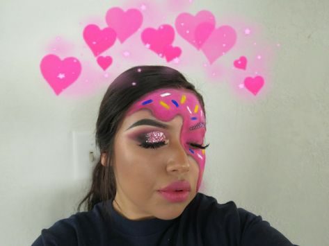 I created a Donut look on my instagram page. Be sure to follow me @ miaxvanity for other creative looks. Donut Makeup Look, Butterfly Makeup, Pretty Makeup Looks, Creative Eye Makeup, Creative Eye, Instagram Page, Pretty Makeup, Colorful Makeup, Look On