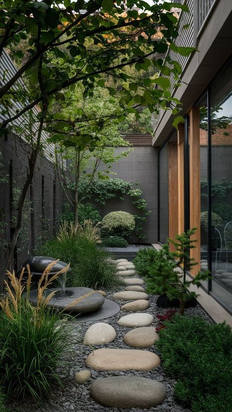 Japanese Gardens For Small Spaces, Outdoor Zen Space Patio, Japanese Yard Ideas Landscapes, Small Terrace Garden Ideas, Zen Terrace, Japanese Terrace, Zen Garden Design Small, Japan Garden Design, Small Backyard Patio Designs