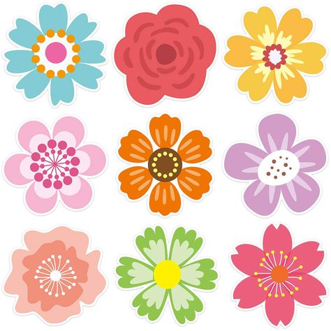 PRICES MAY VARY. What You Get - 54pcs flower cutouts. 9 different designs, 6 pcs per design. 6” Cardboard. Flower Cutouts - These cutouts will be great on your Springtime Themed Party. Hang on a door or a wall to decorate for spring. It is a perfect addition to your Spring decor! A sweet idea to welcome your guests. Best Choice for Decoration - You can DIY as the centerpiece for dinging tables, punch one hole in each and hang on the wall or stick them on the wall. Perfect for spring themed party Flower Bulletin Boards, Decorate For Spring, Easy Paper Flowers, Paper Wall Hanging, How To Make Paper Flowers, Board Decoration, Flower Party, Paper Flowers Craft, Can Diy