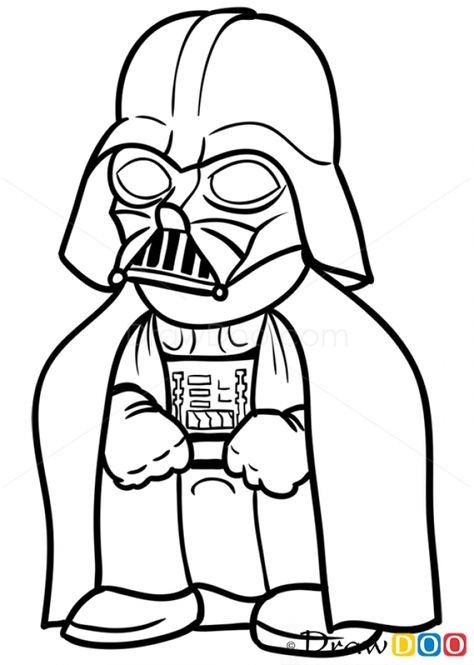 How to Draw Darth Vader, Chibi Star Wars Star Wars Characters Drawings, Chibi Star Wars, Darth Vader Drawing, Star Wars Coloring, Star Wars Art Drawings, Harry Potter Coloring Pages, Star Wars Cartoon, Star Wars Colors, Drawing Superheroes