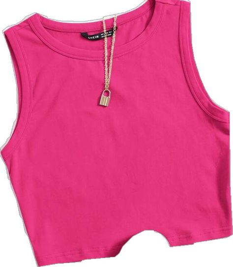 Pink Crop Top Outfit, Solid Crop Tank Top, Top Rosa, Branded Outfits, Hot Pink Tops, Fashion Top Outfits, Tank Top White, Women Tank Tops, Pink Crop Top