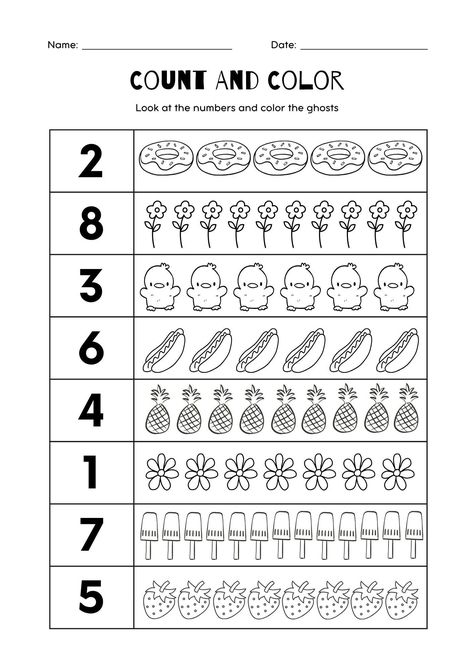 Counting 1-10 Worksheets, Counting Numbers 1-10 Worksheets, Count And Colour Worksheet, Master Numbers, Kids Numbers, Fun Math Worksheets, Counting Objects, Counting Numbers, Numbers For Kids