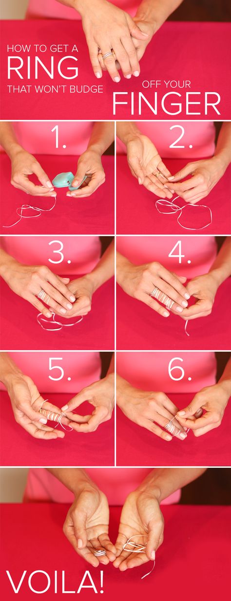 Don't let a swollen finger get you down. How to get a ring off your finger in just a few easy steps simply using dental floss. Ring Stuck On Finger, Homemade Toilet Cleaner, Clean Baking Pans, Cleaning Painted Walls, Glass Cooktop, Deep Cleaning Tips, Good Things To Know, Dental Floss, Simple Life Hacks