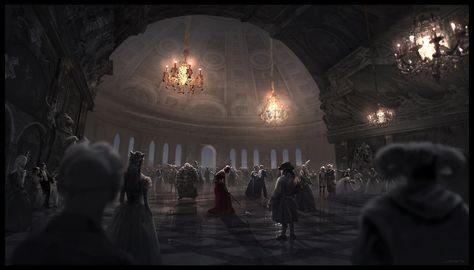 ArtStation - Masquerade, Sebastian Kowoll Fantasy Ballroom, Royal Ballroom, Dark Castle, Royal Ball, Adventure Map, Paintings Abstract, Pencil Sketches, Environment Concept Art, Elements Of Art