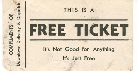 A free ticket. Kertas Vintage, Etiquette Vintage, Fotografi Digital, Free Ticket, Fallout New Vegas, Seni Cat Air, 문신 디자인, Social Networking Sites, Word List