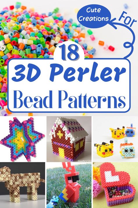 3d Fuse Beads Ideas, How To Make 3d Perler Beads, Up Perler Bead Pattern, Perler Bead 3d Figures, Melty Beads 3d, Simple 3d Perler Bead Patterns, Peeler Bead Ideas Christmas, 3d Perler Bead Patterns Tutorials Easy, 3d Melting Bead Patterns