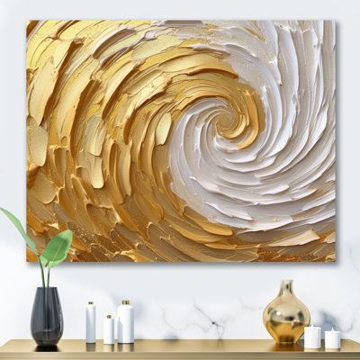 Achieve drama and glamor in your bedroom, living room, or office with this stunning wall art print. The textured motif in white and gold is meticulously printed with premium inks on artist-quality material, ensuring a crisp and vivid image. The versatile design allows it to seamlessly blend into a gallery wall or stand-alone above a sideboard, adding flair to any space. Appreciate the convenience of the included mounting hardware, making it ready to grace your walls straight out of the box. Whet Plaster Art, Gold Interior, Gold Cream, Art Living Room, Metal Art Prints, Abstract Wall, Wall Art Living Room, Texture Art, Living Room Art