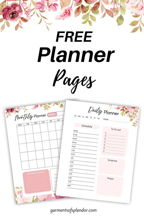 Free Printable Prayer Planner with Beautiful Floral Designs - Christian Planner Printables, 2023 Journaling, Free Bible Journaling Printables, Free Planner Pages, Prayer Journal Printable, Bible Journaling Printables, Weekly Planner Free Printable, Free Daily Planner, Undated Monthly Planner