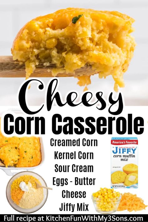 Easter Corn Casserole, Cornbread Casserole No Sour Cream, Corn Casserole With Egg, Corn Casserole Jiffy Cheese, Jalepeno Cheesy Corn, Skillet Corn Casserole, Corn Casserole Jiffy With Cheese, Cheesy Corn Casserole Crockpot, Three Corn Casserole