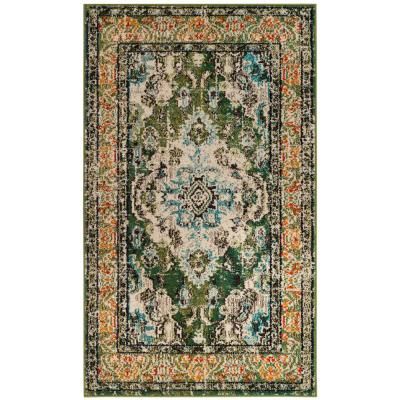 Monaco Forest Green/Light Blue 3 ft. x 5 ft. Area Rug Safavieh Rug, Vintage Medallion, Light Blue Rug, Light Blue Area Rug, Green Area Rug, Diy Carpet, Traditional Area Rug, Classic Rugs, Modern Carpet