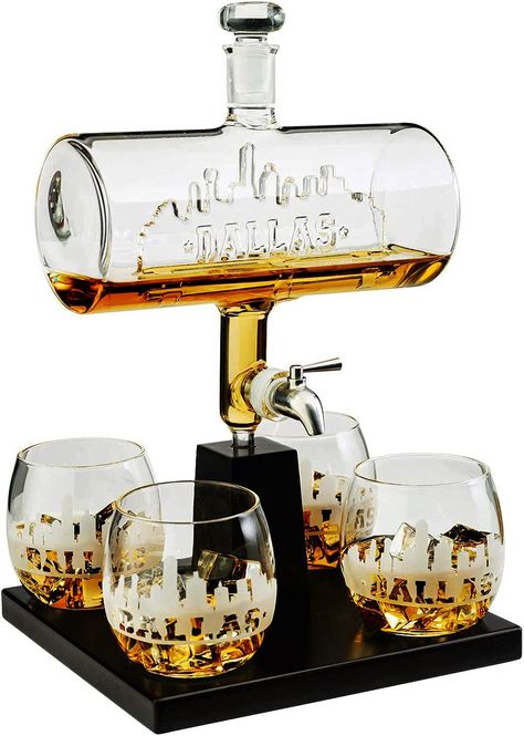 PRICES MAY VARY. DALLAS WHISKEY DECANTER SET - Store spirits with sophistication & class as you pay homage to the city of Dallas. This decanter set will provide memories of Dallas that will warm your heart. We remember our experiences, places, and friends from cities and just the name can bring a surge of emotion and history. CALLING ALL DALLAS NATIVES - Our stunning whiskey decanter set makes a unique gift for people who live in dallas or were born there, after all, it is home. There’s nothing Wine Decanter Set, Glass Decanter Set, Whisky Decanter, Whiskey Set, Whiskey Decanter Set, Liquor Glasses, Liquor Decanter, Whiskey Decanter, Decanter Set