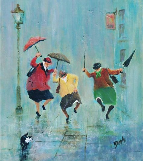 Artist - Des Brophy Sir William, People Dancing, Enjoying Life, Uk Artist, Watercolor Sketch, In The Rain, Art Plastique, Fun Prints, Artsy Fartsy