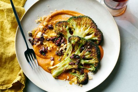 Roasted Broccoli Steaks with Tomato Butter and Tapenade Broccoli Steaks, Tapenade Recipe, Tomato Butter, Roasted Cherry, Roasted Cherry Tomatoes, Roasted Broccoli, Broccoli Recipes, Tapenade, Vegetable Dishes