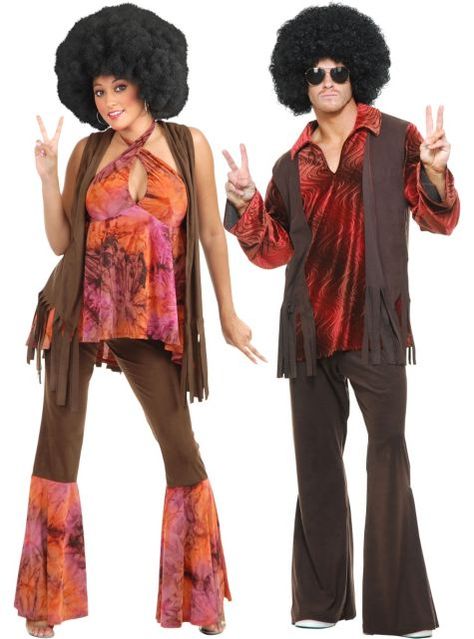 Onda Disco, Hippie Fashion 70s, Couples Costume Ideas, Hippie Couple, Sweet 16 Outfits, Funny Couple Costumes, Great Costume Ideas, Party City Costumes, 70s Costume