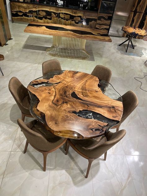 Live Edge Round Dining Table, Round Wood Table, Epoxy Dining Table, Epoxy Wood Table, Epoxy Table Top, Table Epoxy, Slab Table, Furniture Update, Epoxy Table