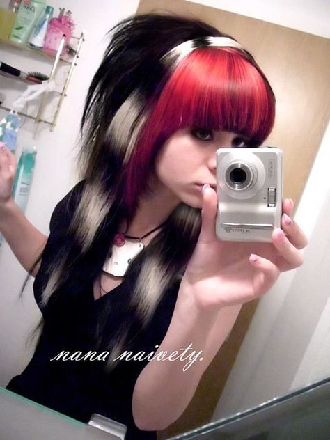 nana23 | scene queen | Flickr Scene Hair Straight Bangs, Scene Hair Bangs, Scene Queen, Emo Scene Hair, Scene Queens, 2000s Clothes, Straight Bangs, Scene Girls, Hair Bangs