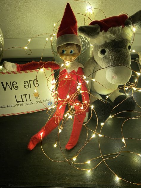 Elf On The Shelf Wrapped In Lights, Elf On The Shelf With Lights, Elf Wrapped In Lights, Elf On The Shelf Christmas Lights, Elf Shenanigans, Christmas With Family, Elf Kit, Awesome Elf On The Shelf Ideas, Elf Activities