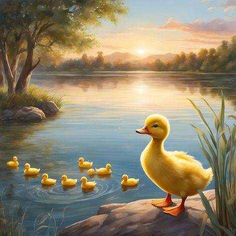 Yellow Duck Drawing, Dojo Ideas, Duck In Water, Duck Yellow, Announcement Pictures, Drawing Refrences, Duck Pictures, Duck And Ducklings, Duck Drawing