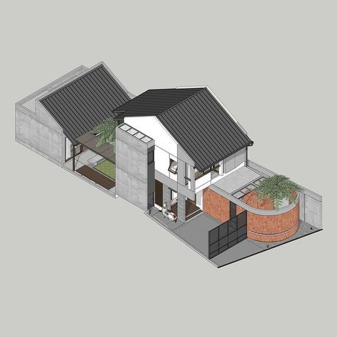 Studio Yume (@studioyume__) • Instagram photos and videos Small House Architecture, South Jakarta, Urban Design Graphics, Concept Draw, Modern Townhouse, Architecture Presentation Board, Small House Design Exterior, House Design Pictures, House Extension Design