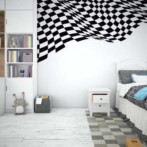 Race Car Mural, Racing Bedroom, Race Car Nursery, Boy Car Room, Race Flag, Car Nursery, Teen Boy Room, Cars Room, Baby Boy Room Decor