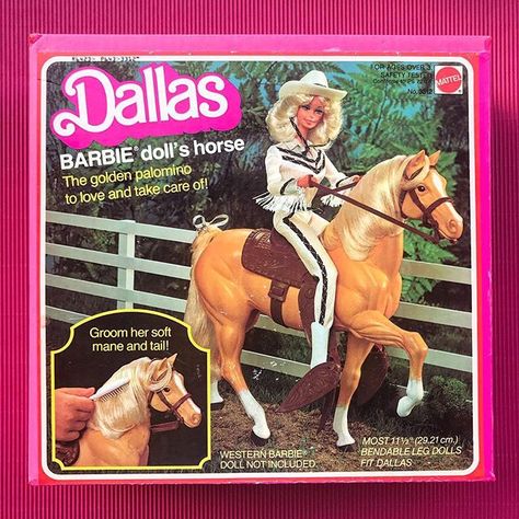 My second Dallas arrived today 💖#Barbie #BarbieCollector #BarbieCollection #Dallas #BarbieSuperstar Barbie Horse, 1980s Barbie, Palomino Horse, Childhood Memories 70s, Barbie I, Cowboy Cowgirl, Childhood Toys, Barbie Collector, Barbie Friends