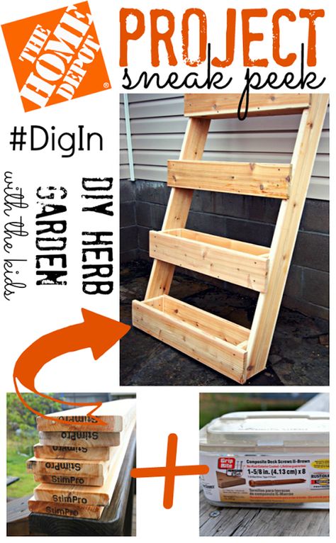 The Home Depot Project Sneak Peek {DIY Herb Garden} #digin #ad Home Depot Projects, Outdoor Herb Garden, Herbs Garden, Diy Herb Garden, Vertical Herb Garden, Pet Projects, Herb Planters, Deez Nuts, Urban Gardening