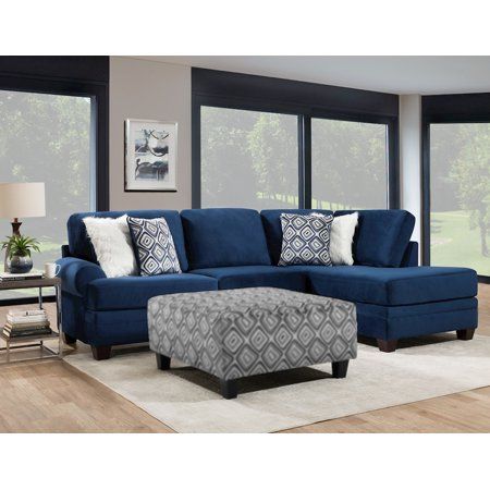 Navy Blue Sectional, Navy Sectional, Transitional Sectional Sofas, Blue Sectional, Blue Couch, Sectional With Chaise, Sectional Ottoman, Upholstered Chaise, Sectional Sofa With Chaise