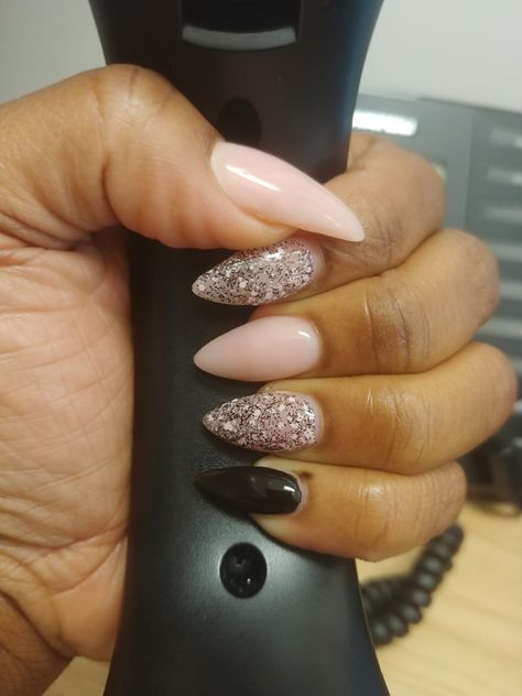 Black And Pastel Pink Nails, Dusty Pink And Black Nails, Pink Grey And Black Nails, Black And Pale Pink Nails, Black And Pink Dip Nails, White Lace Nails, Stripped Nails, Lace Nails, Glitter Dipped