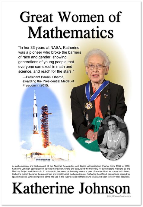 A great mathematician and a civic hero, Katherine Johnson was awarded the Presidential Medal of Freedom by president Barack Obama in 2015 for her extraordinary contribution to the United States' space program. Math Symbols Art, Art For Middle School, Mathematics Poster, Stem School, Space Crafts For Kids, Math Symbols, Math Classroom Decorations, Katherine Johnson, Women Scientists