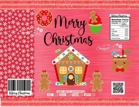 Christmas Chip Bags Free, Christmas Chip Bag Template, Christmas Chip Bags, Chocolate San Valentin, Chips Bags, Sublimation Ideas Projects Inspiration, Love Pink Wallpaper, Kids Christmas Party, Merchandise Bags