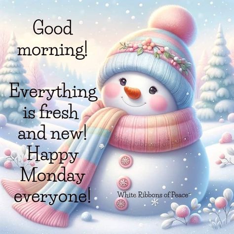 January Good Morning Quotes, Monday Winter Quotes, Cold Monday Morning Quotes, Winter Monday Morning Quotes, Good Morning Cold Day Winter, Morning Stickers, Blessed Monday, Winter Blessings, Monday Greetings