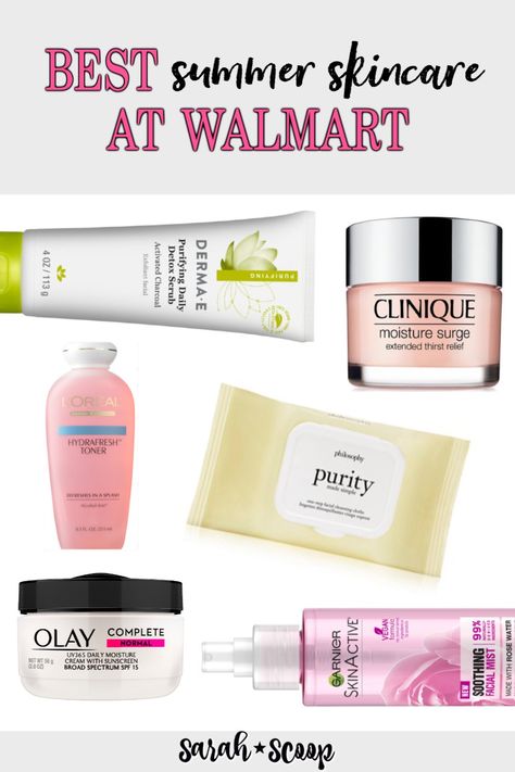 My Must Have Summer Skincare Products from Walmart - Sarah Scoop Summer Skincare Products, Walmart Beauty, Philosophy Purity, Walmart Beauty Products, Clinique Moisture Surge, Skincare Routines, Summer Makeup Looks, Garnier Skin Active, Summer Skincare