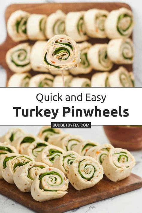 Turkey Pinwheels are a fun spin on simple sandwiches that are just as easy to make! Turkey Pinwheels are the perfect recipe to make for lunch meal prep or bring to parties and potlucks. Turkey Rolls Ups, Roll Up Pinwheel Sandwiches, Sandwich Wraps For Parties, Turkey And Cheese Pinwheels Roll Ups, Small Turkey Sandwiches For Party, Pinwheel Lunch Ideas Healthy, Tortilla Roll Ups Turkey, Simple Party Sandwiches, Turkey Wrap Pinwheels