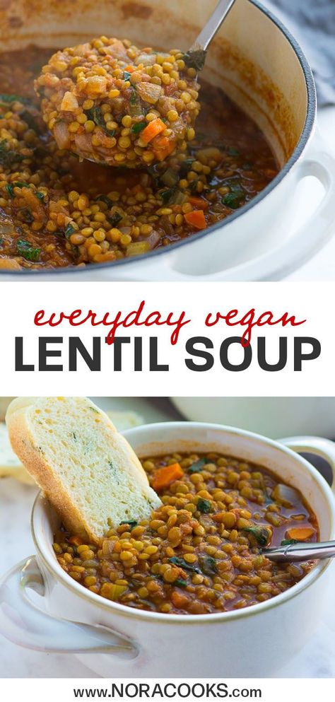 Easy Lentil Recipes Soups, Vegan Recipes With Celery, Simple Vegan Soup Recipes, Vegan Green Lentil Soup, Green Lentil Recipes Vegan, Easy Green Lentil Soup, Plant Based Lentil Soup, Green Lentils Recipe Easy, Brown Lentil Recipes Healthy