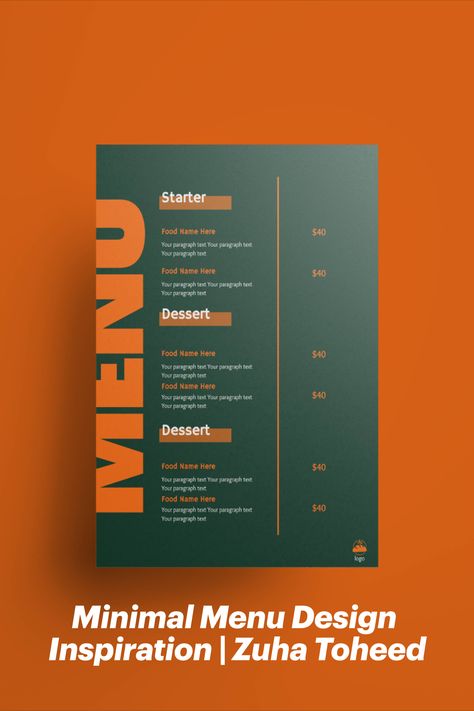 Minimalist Menu Design Inspiration | Zuha Toheed Minimal Menu Design, Papan Menu, Menu Design Layout, Menu Sushi, Menu Design Inspiration, Cafe Menu Design, Menu Card Design, Menue Design, Menu Layout