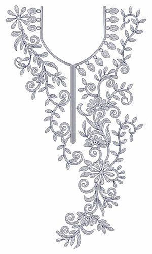 Chain Stitch Neck Embroidery Design 23311 Chain Stitch Embroidery Design Pattern, Embroidered Wedding Dresses, Weaving Stitches, Embroidered Bookmarks, Embroidered Coasters, Embroidered Ornaments, Neck Embroidery Designs, Embroidered Jewelry, Chain Stitch Embroidery