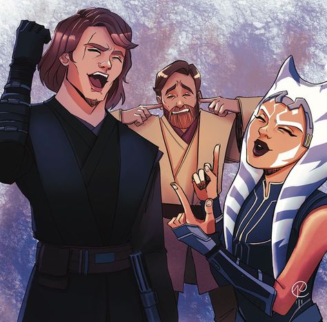 Anakin, Obi-wan & Ahsoka singing their hearts out (2023) Anakin Ahsoka Obi Wan, Anakin X Obi Wan, Ahsoka And Anakin, Anakin And Ahsoka, Anakin Skywalker, Obi Wan, Singing, Star Wars, Stars