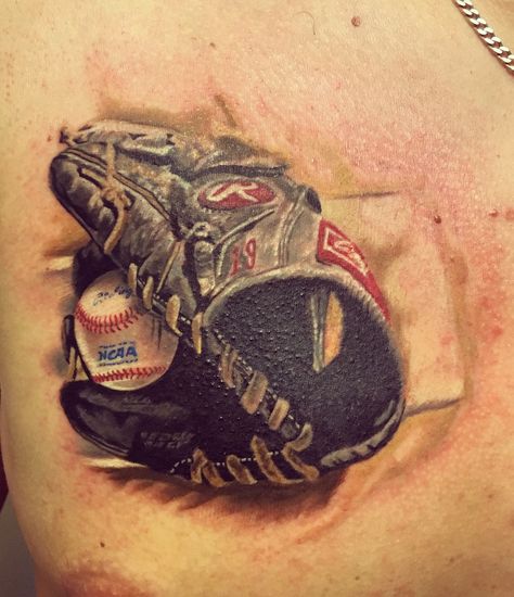 #baseball #tattoo #baseballtattoo #pitcher Baseball Glove Tattoo, Softball Tattoos, Baseball Tattoo, Baseball Tattoos, Cubs Tattoo, Tattoos Pictures, Baseball Catcher, Chest Tattoo Men, Tattoo Shows