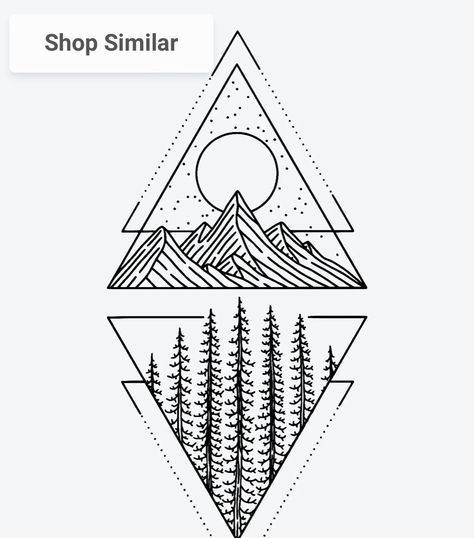 Double Triangle Tattoo, Sunset Triangle Tattoo, Triangle Mountain Tattoo, 3 Mountain Peaks Tattoo, Mountain In Triangle Tattoo, Double Triangle, Landscape Tattoo, Triangle Tattoo, Piercings