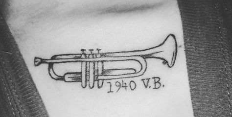 Tiny Trumpet Tattoo, Trumpet Tattoo Ideas, Trumpet Tattoo, Tattoo Board, Space Tattoo, Font Inspiration, Piercing Tattoo, Future Tattoos, Tattoos And Piercings