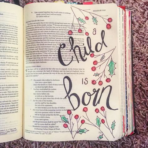 Christmas bible journaling; My work - Cassi B (bright_forest) Christmas Bible Journaling, Christmas Bible, Bible Doodling, Bible Journal Notes, Bible Journaling Ideas Drawings, Inspire Bible Journaling, Faith Bible, Illustrated Faith, Bible Words